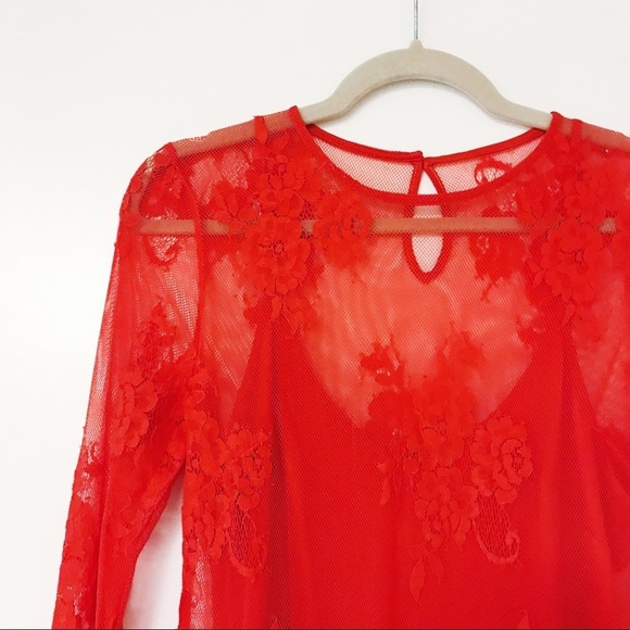 Lovers and Friends - Red Orange Lace Dress - Picture 3 of 6